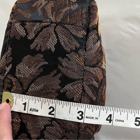 Joan Rivers Classics Kiss Lock Brown Bronze Floral Evening Shoulder Purse - Picture 10 of 12